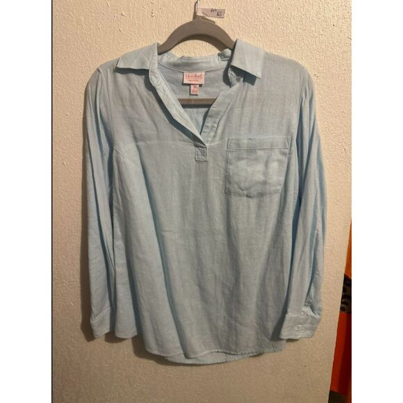 267The Nines by HATCH Light Blue Maternity Top – Long Sleeve Collared Blouse - Picture 5 of 5